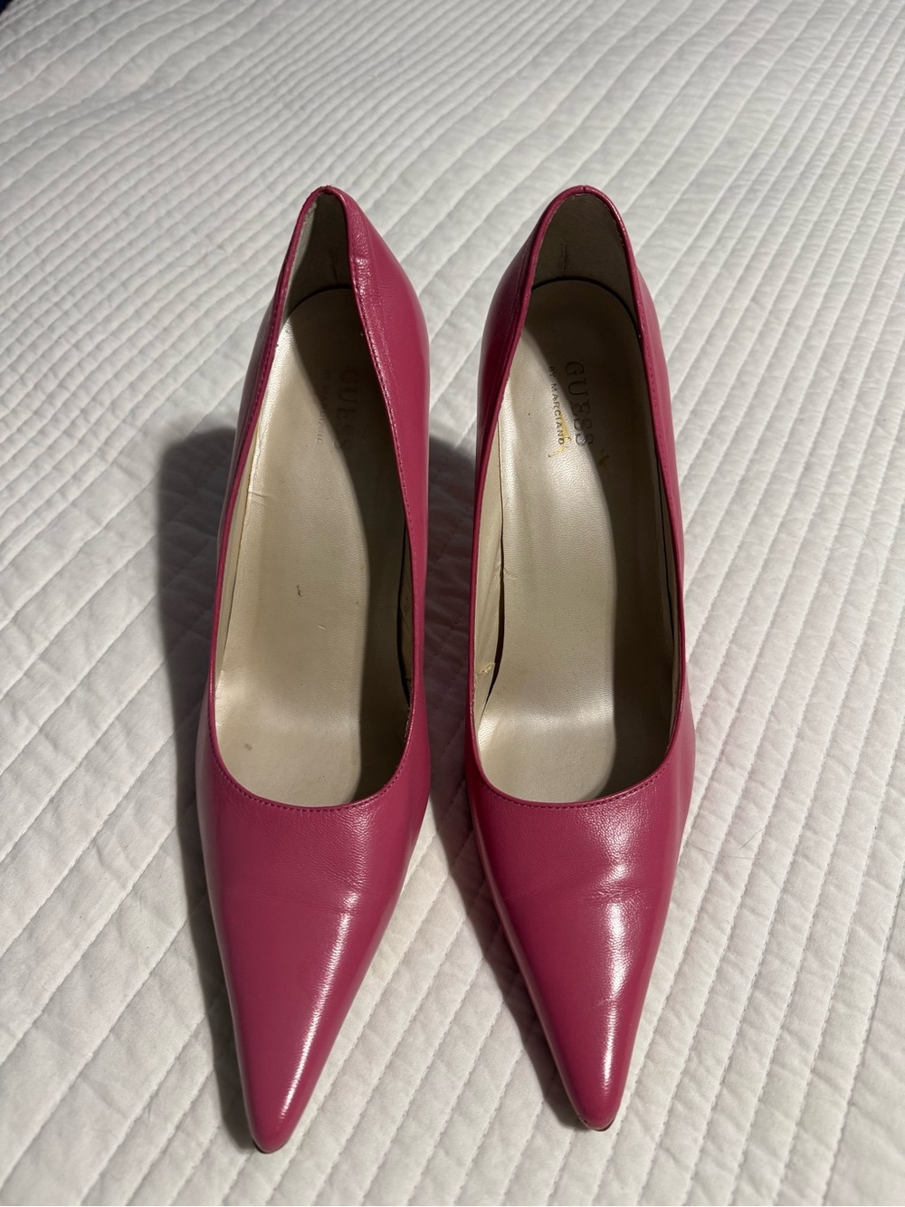 Guess Pink Pointed-Toe Leather Pumps